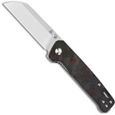 QSP Penguin Knife QS130-TRD - Satin D2 Sheepfoot - Shredded Black and Red Carbon Fiber Overlay G10 - Liner Lock