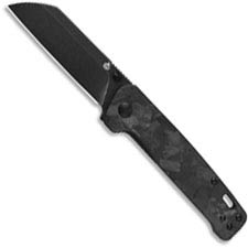 QSP Penguin Knife QS130-U - Black D2 Sheepfoot - Shredded Black Carbon Fiber Overlay G10 - Liner Lock