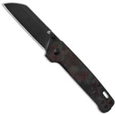 QSP Penguin Knife QS130-URD - Black D2 Sheepfoot - Shredded Black and Red Carbon Fiber Overlay G10 - Liner Lock