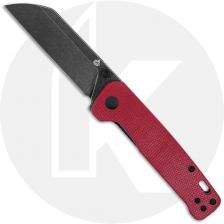 QSP Penguin V2 QS130V2-D2 Knife - Black Stonewash D2 Sheepsfoot - Red Linen Micarta