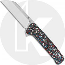 QSP Penguin Plus QS130XL-G1 Knife - Satin 20CV Sheepsfoot - Red, White and Blue Carbon Fiber / Titanium - Flipper Folder
