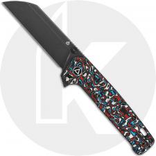 QSP Penguin Plus QS130XL-G2 Knife - Black Stonewash 20CV Sheepsfoot - Red, White, and Blue Carbon Fiber / Black Stonewash Titani