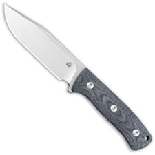 QSP Bison Knife QS134-B - Satin D2 Clip Point Fixed Blade - Denim Jean Micarta - Kydex Sheath
