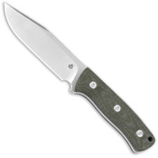 QSP Bison Knife QS134-C - Satin D2 Clip Point Fixed Blade - Green Micarta - Kydex Sheath