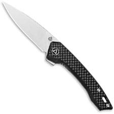 QSP Leopard Knife QS135-A - Satin 14C28N Drop Point - Black G10 / Carbon Fiber - Liner Lock Flipper Folder