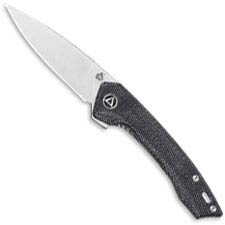 QSP Leopard Knife QS135-B - Satin 14C28N Drop Point - Black Micarta - Liner Lock Flipper Folder