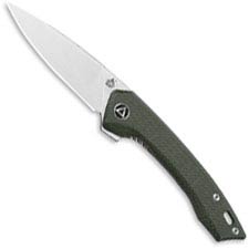 QSP Leopard Knife QS135-C - Satin 14C28N Drop Point - Green Micarta - Liner Lock Flipper Folder