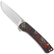QSP Osprey Knife QS139-F1 - Satin 14C28N - Shredded Black and Red Carbon Fiber Overlay G10 - Liner Lock