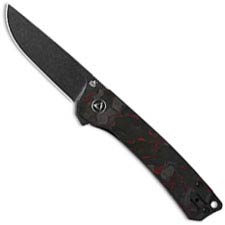 QSP Osprey Knife QS139-F2 - Black 14C28N - Shredded Black and Red Carbon Fiber Overlay G10 - Liner Lock