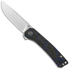 QSP Osprey Knife QS139-G1 - Satin 14C28N - Shredded Black and Blue Carbon Fiber Overlay G10 - Liner Lock