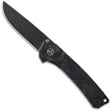 QSP Osprey Knife QS139-G2 - Black 14C28N - Shredded Black and Blue Carbon Fiber Overlay G10 - Liner Lock