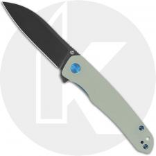 QSP Otter QS140-D2 Knife - Black 14C28N Sheepsfoot - Jade G10 - Flipper Folder