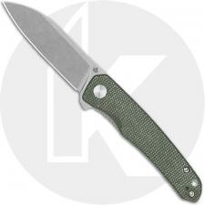 QSP Otter QS140-E1 Knife - Stonewash 14C28N Sheepsfoot - Green Micarta - Flipper Folder