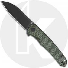 QSP Otter QS140-E2 Knife - Black 14C28N Sheepsfoot - Green Micarta - Flipper Folder