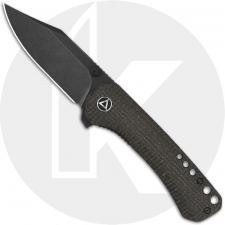 QSP Kestrel QS145-A2 Knife - Blackwash 14C28N Clip Point - Dark Brown Micarta - Flipper Folder