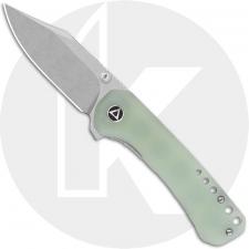 QSP Kestrel QS145-B1 Knife - Stonewash 14C28N Clip Point - Jade G10 - Flipper Folder