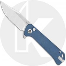QSP Grebe QS147-B1 Knife - Stonewash 14C28N Clip Point - Blue Micarta - Flipper Folder