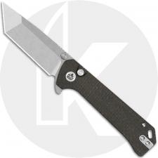 QSP Grebe T QS148-A1 Knife - Stonewash 14C28N Tanto - Dark Brown Micarta - Flipper Folder