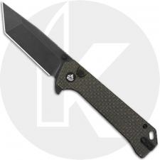 QSP Grebe T QS148-A2 Knife - Blackwash 14C28N Tanto - Dark Brown Micarta - Flipper Folder