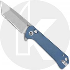 QSP Grebe T QS148-B1 Knife - Stonewash 14C28N Tanto - Blue Micarta - Flipper Folder