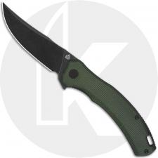 QSP Walrus QS151-C2 Knife - Blackwash D2 Trailing Point - Green Micarta - Flipper Folder