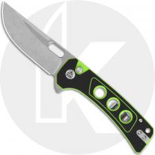 QSP Unicorn QS156-C1 Knife - Stonewash 14C28N Straight Back - Black/Neon Green G10 - Flipper Folder