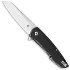 QSP Phoenix Knife QS108-C - Stonewash / Satin D2 Reverse Tanto - Black G10 - Liner Lock Flipper Folder