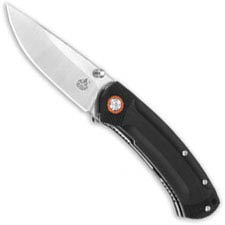 QSP Copperhead Knife QS109-A - Stonewash / Satin Sandvik Drop Point - Black G10 - Liner Lock Folder