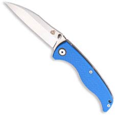 QSP Nokomis Knife QS110-B - Clay Mewes EDC - Stonewash / Satin Wharncliffe - Blue G10 / SS - Frame Lock Folder