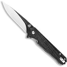 QSP Mamba Knife QS111-A - Black / Satin VG-10 Drop Point - Carbon Fiber - Liner Lock Flipper Folder