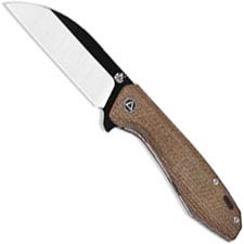 QSP Pelican Knife QS118-A - Black / Satin S35VN Sheepfoot - Brown Micarta - Liner Lock Flipper Folder