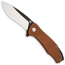 QSP Raven Knife QS122-A - Black / Satin D2 Drop Point - Burnt Orange G10 - Liner Lock Flipper Folder