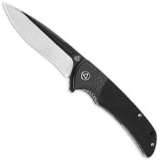 QSP Harpyie Knife QS129-A - Black / Satin S35VN Drop Point - Black G10 and Carbon Fiber - Liner Lock Flipper Folder