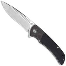 QSP Harpyie Knife QS129-B - 2 Tone Satin S35VN Drop Point - Black G10 and Carbon Fiber - Liner Lock Flipper Folder