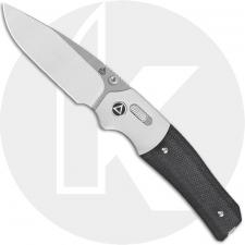 QSP Vault QS157-A1 Knife - Stonewash-Satin 14C28N Drop Point - Black Micarta