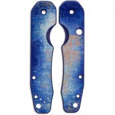 RC BladeWorks Custom Micarta Scales for Spyderco Smock Knife - Blue / Natural - USA Made