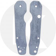 Ripps Garage Tech Micarta Scales for Spyderco Smock Knife - Blue Linen Plain / No Speed Holes