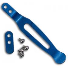 Hinderer Knives Titanium Pocket Clip and Filler Tab Set - Stonewash Blue