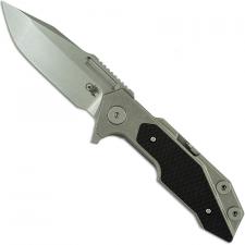 Hinderer Knives Full Track Knife - Spanto - Stonewash - Tri Way Pivot - Black G10