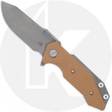 Rick Hinderer Halftrack Knife - MagnaCut Slicer - Working Finish - Coyote G10 / Titanium