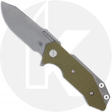 Rick Hinderer Halftrack Knife - MagnaCut Slicer - Working Finish - OD Green G10 / Titanium