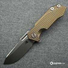 Hinderer Knives Titanium Half Track Spearpoint Knife - Stonewash - Bronze Ano w/Textured Lockside