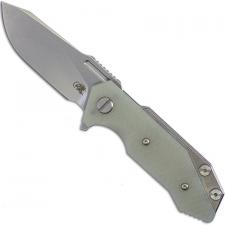 Hinderer Knives Half Track Knife - Slicer - Stonewash Finish - Tri Way Pivot - Translucent Green G10