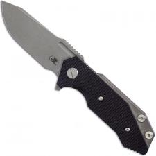 Hinderer Knives Half Track Knife - Slicer - Working Finish - Tri Way Pivot - Black G10