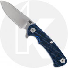 Rick Hinderer Project X Knife - Stonewash CPM MagnaCut Sheepsfoot - Blue/Black G10 / Stonewash Titanium - USA Made