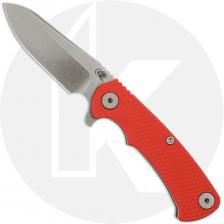 Rick Hinderer Project X Knife - Stonewash CPM MagnaCut Sheepsfoot - Orange G10 / Working Finish Titanium - USA Made