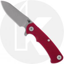 Rick Hinderer Project X Knife - Working Finish CPM MagnaCut Sheepsfoot - Red G10 / Battle Bronze Titanium - USA Made