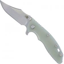 Hinderer Knives XM-18 3.5 Inch Knife - Bowie - Stonewash Finish - Tri Way Pivot - Translucent G-10