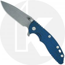 Hinderer Knives XM-18 3.5 Inch Knife - Spear Point - Working Finish - S45VN - Tri Way Pivot - Blue / Black G-10