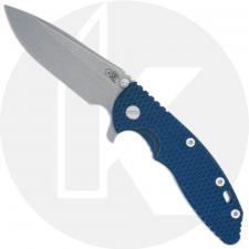 Hinderer Knives XM-18 3.5 Inch Knife - Spear Point - Working Finish - S45VN - Tri Way Pivot - Blue / Black G-10 / Battle Blue Ti